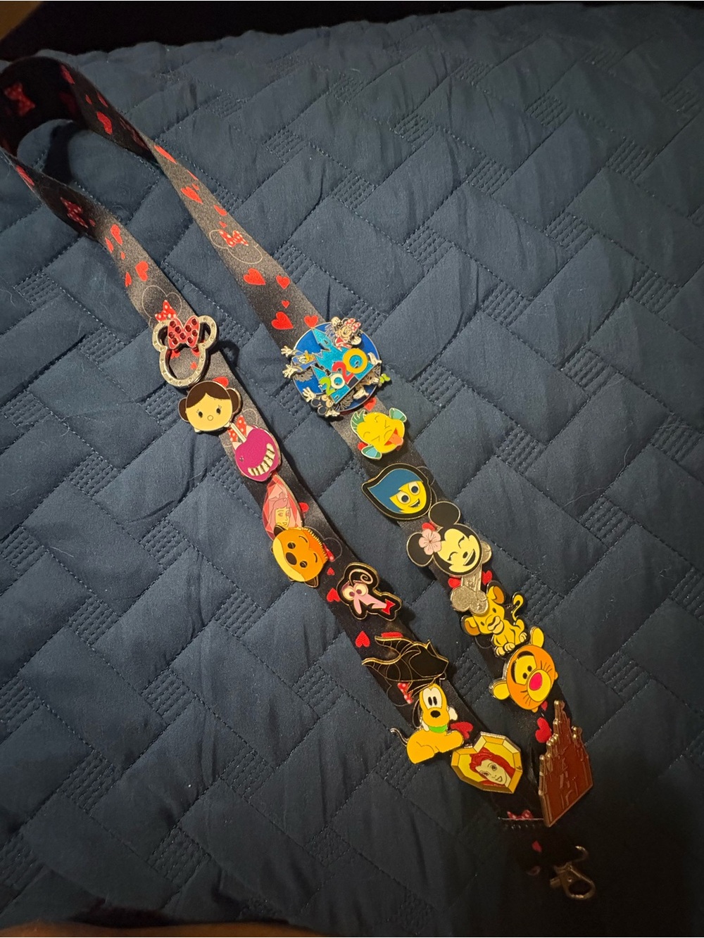 Disney Black Lanyard with Multicolor Enamel Character Pins